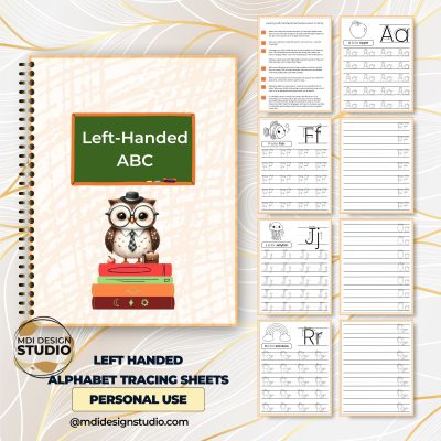 Left-Handed Alphabet Worksheets for Kids