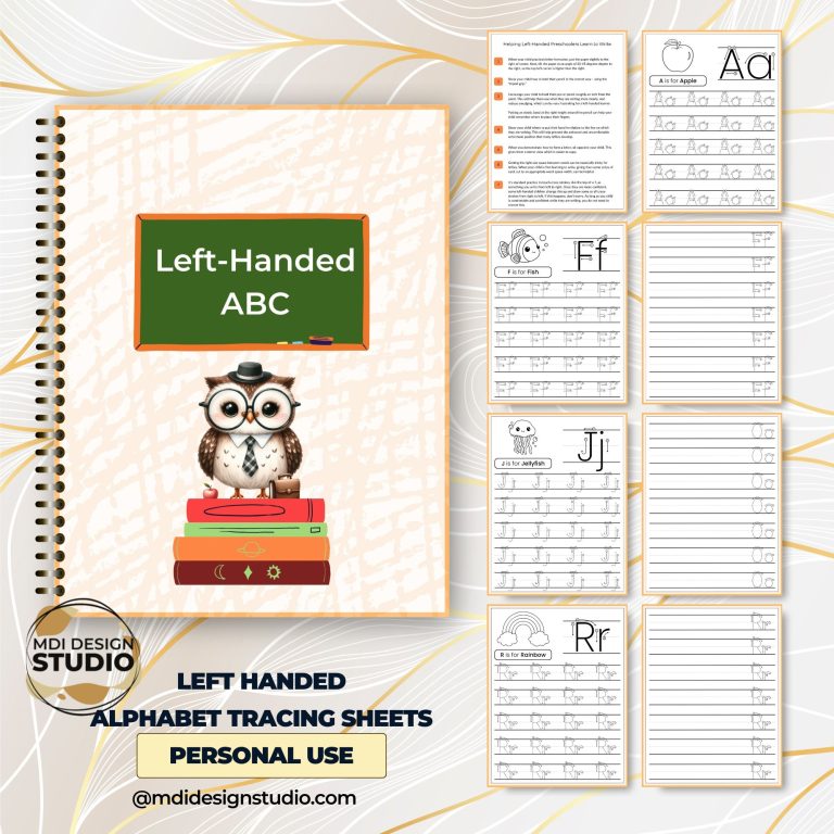 Master Left Handed Writing: Specialized Alphabet Practice Sheets for Teaching Left Handed Writing Success
