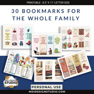 Bookmarks – Set of 30 for Kids & Adults