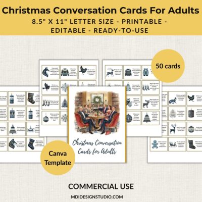 PAge samples from a pack of 50 conversation cards to adults for Christmas