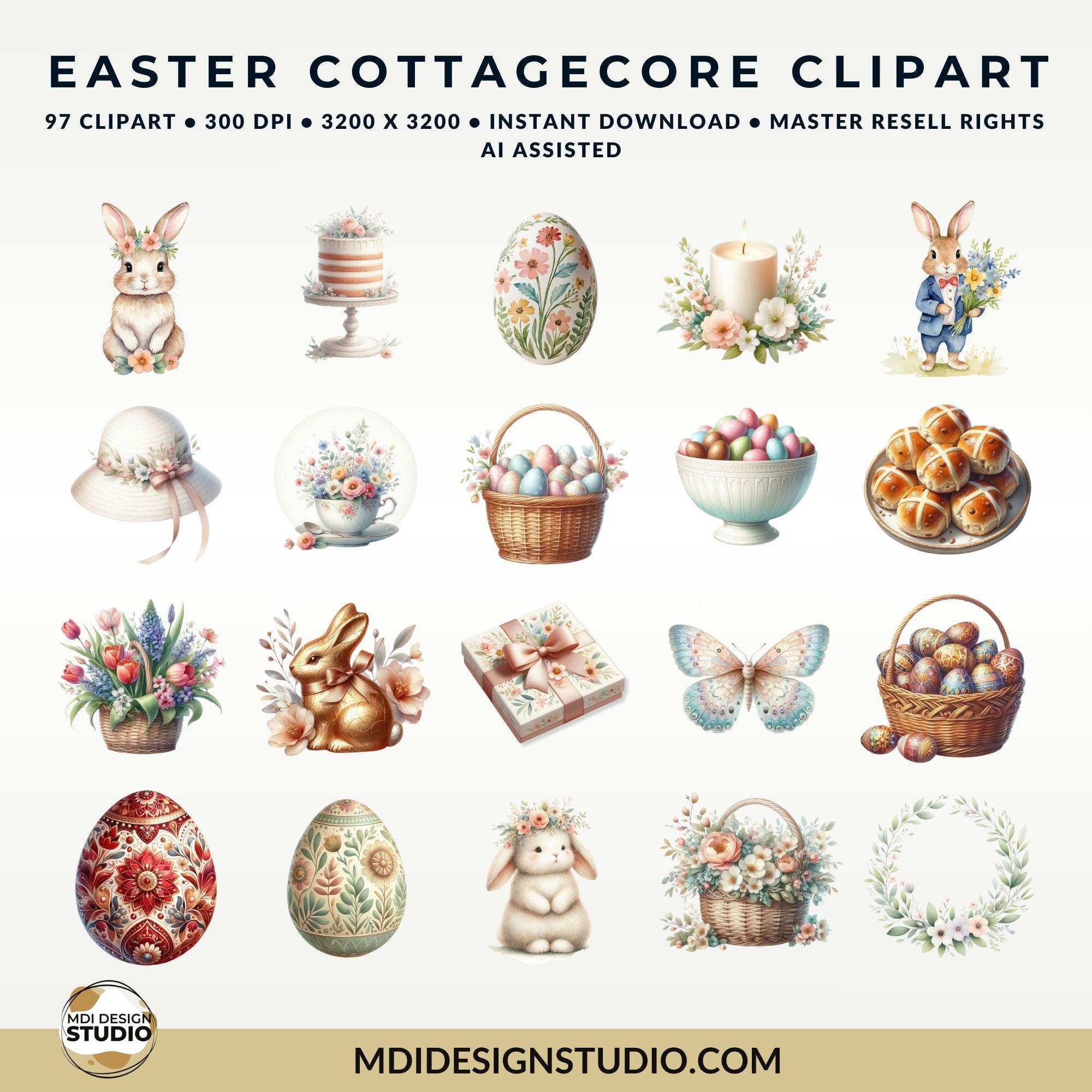 Cottagecore Easter Clipart Pack