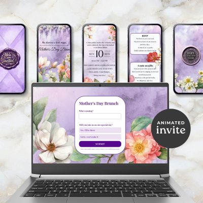 Mothers day animated invitation template canva wisteria floral brunch