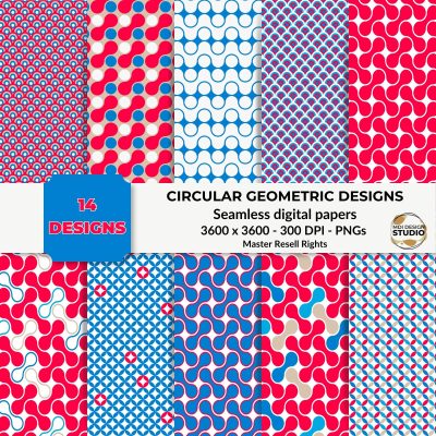 circular geometric seamless digital papers