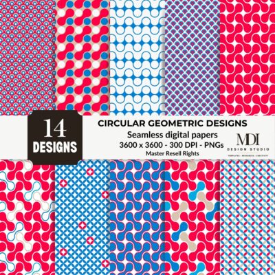 Circular geometric digital papers