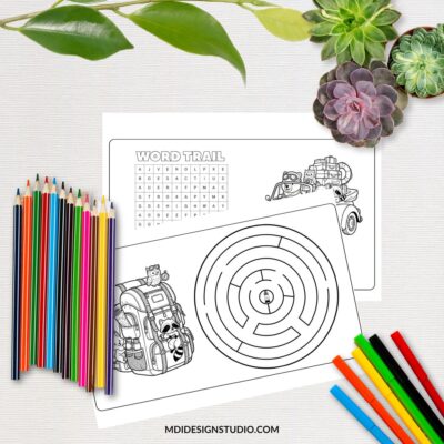 Road trip activity suitcase activities pages Road trip activity cards including maze, and word search