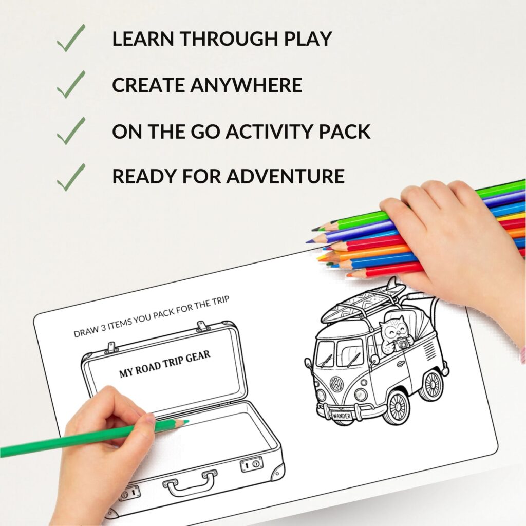 Detail of an activity page from the suitcase printable