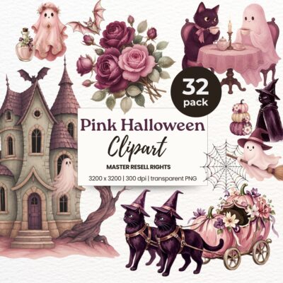 Pink Halloween Clipart Pack